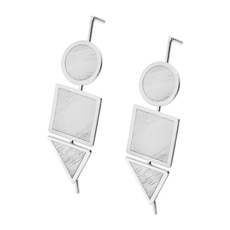 Kolczyki srebrne satynowy trójkąt, kwadrat i koło/sztyft PW361 ROD próba 925