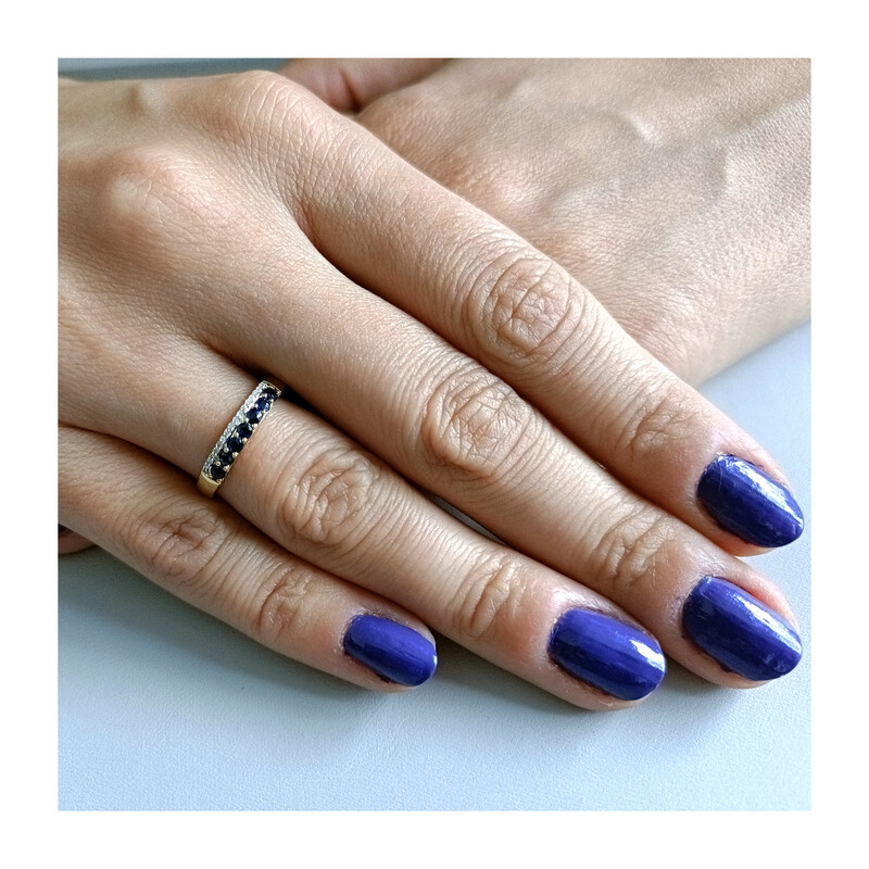 Pierścionek złoty z szafirem i diamentami LC JR10387-JE5317-SA próba 585