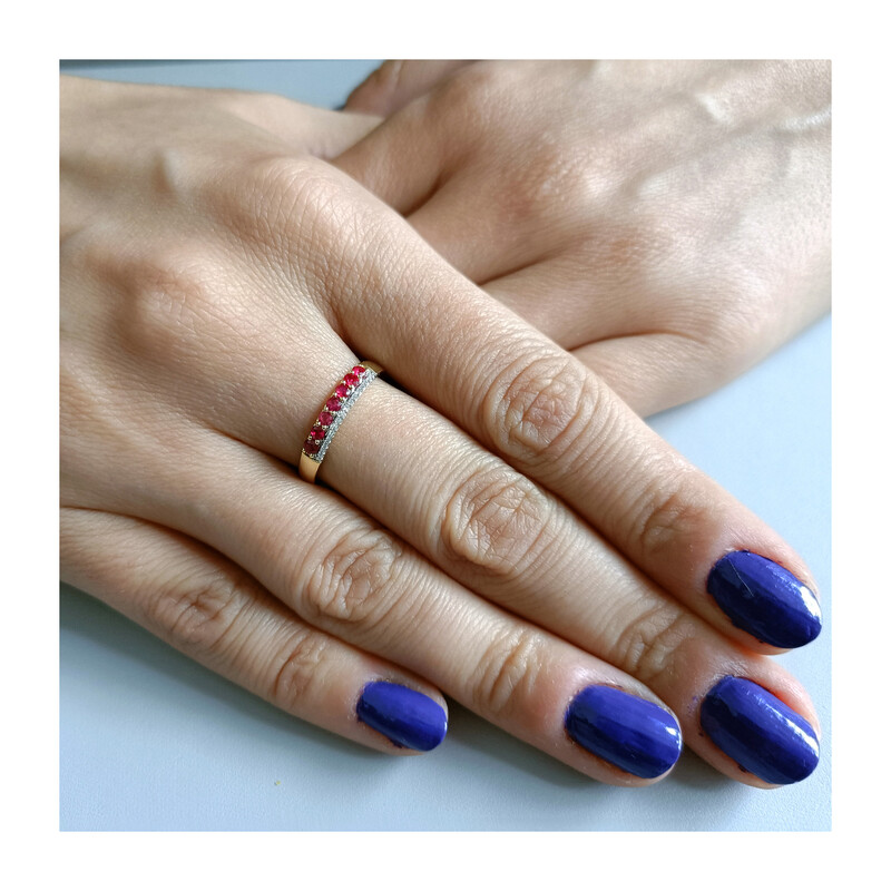 Pierścionek złoty z rubinem i diamentami LC JR10387-JE5317-RB próba 585