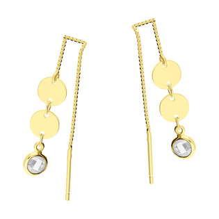 Kolczyki pozłacane kółka i fasetowana cyrkonia/przeciągane HS1402 GOLD próba 925