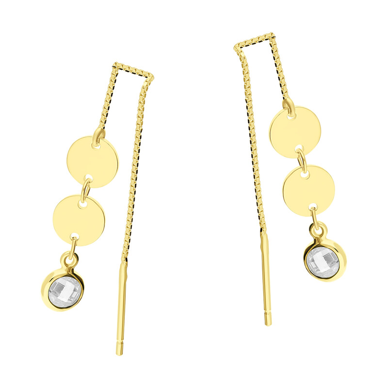 Kolczyki pozłacane kółka i fasetowana cyrkonia/przeciągane HS1402 GOLD próba 925