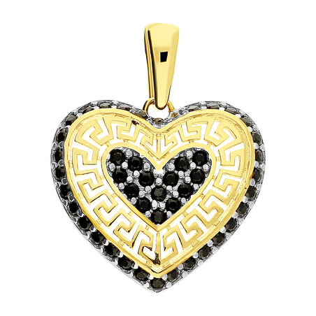 Serduszko złote z czarnymi cyrkoniami i greką MZ T23-P-1568-YW-BCZ próba 375