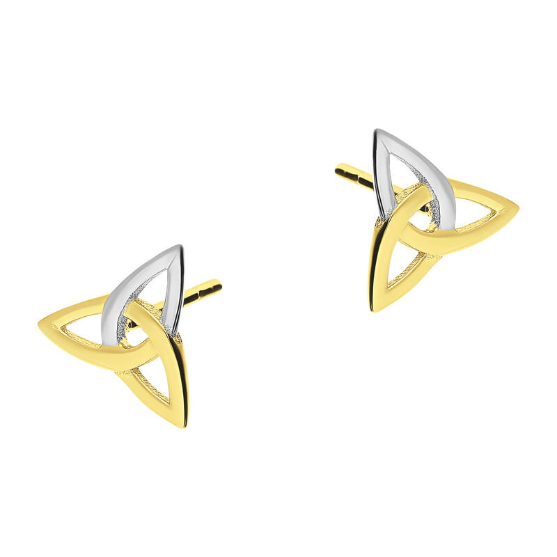 Kolczyki złote celtycki węzeł w dwóch kolorach/sztyft  MZ T45-E-FK-1242-YW próba 585