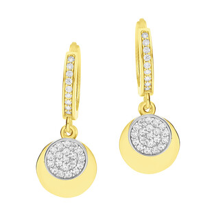 Kolczyki złote kółko z dwoma krążkami/zatrzask  MZ T45-E-FK-1667-YW-CZ próba 375