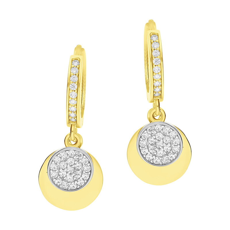 Kolczyki złote kółko z dwoma krążkami/zatrzask  MZ T45-E-FK-1667-YW-CZ próba 375