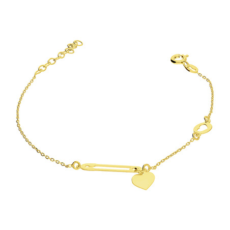 Bransoleta pozłacana agrafka z sercem i serce w kółku/anker PW PSG0829-PSB0998 GOLD próba 925