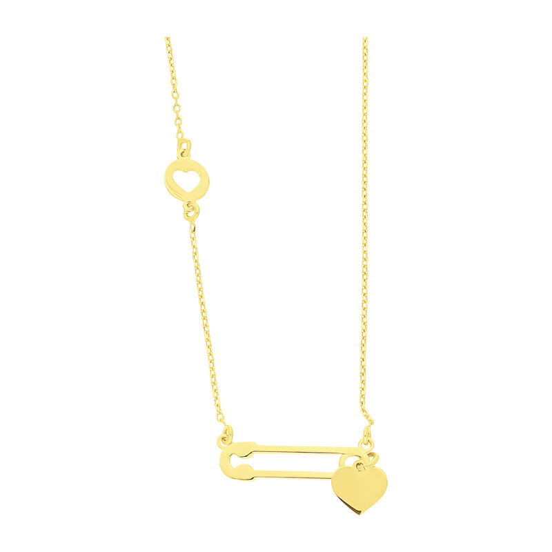Naszyjnik pozłacany agrafka z sercem i serce w kółku PW PSG0829-PSB0998 GOLD próba 925