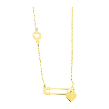 Naszyjnik pozłacany agrafka z sercem i serce w kółku PW PSG0829-PSB0998 GOLD próba 925