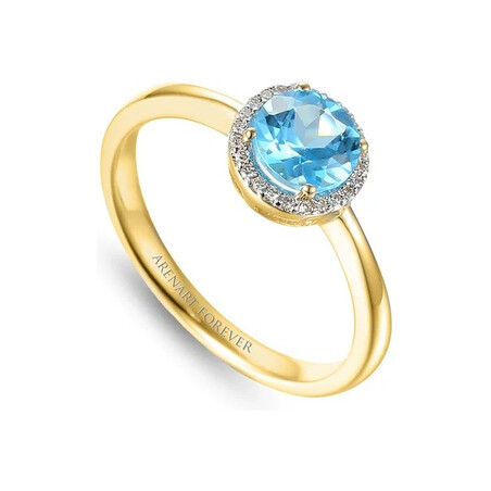 Pierścionek złoty okrągły topaz i diamenty wokół AW 62900 Y-TO okrągły próba 585