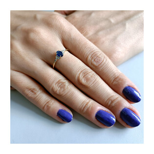 Pierścionek złoty z szafirem i diamentami LC RR43565 Y- SAP owal próba 585