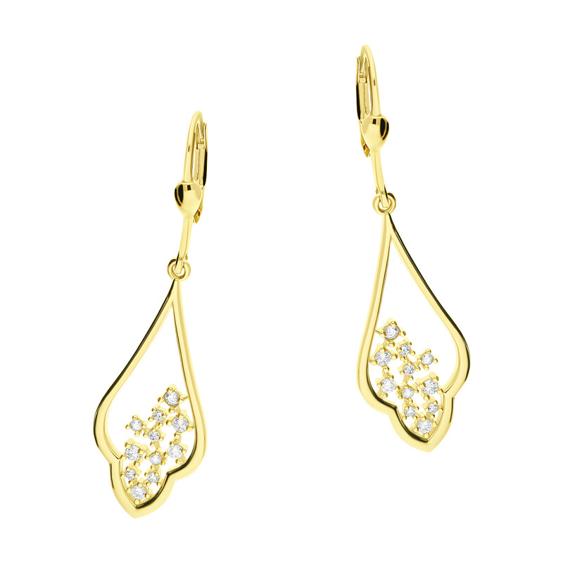 Kolczyki złote cyrkonie w ażurowej ramce/big.zam. S3 AUE-8100 próba 375