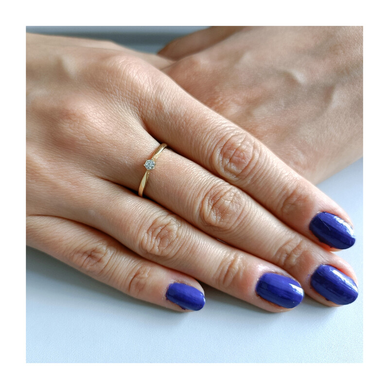 Pierścionek złoty SOLITER z cyrkonią 6ł ZQ 572 próba 585