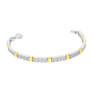 Bransoleta srebrna 925 prostokąty z cyrkoniami w owalach