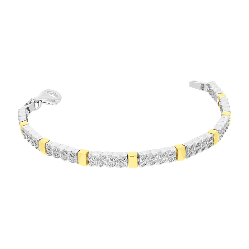 Bransoleta srebrna prostokąty z cyrkoniami w owalach OL RTB372 GOLD próba 925