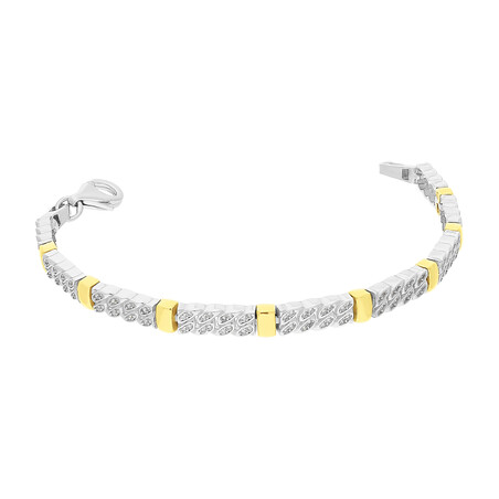 Bransoleta srebrna 925 prostokąty z cyrkoniami w owalach