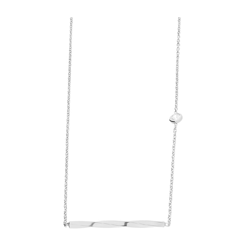 Naszyjnik srebrny pałka-świderek i biała cyrkonia/anker PW NEW 240 ROD próba 925