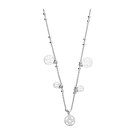 Naszyjnik srebrny kwiaty w kółkach i kulki/anker PW NEW 134 ROD próba 925