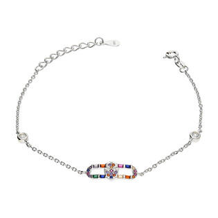 Bransoleta srebrna klamra z kolorowymi bagietami/anker A0 FIR_34 próba 925
