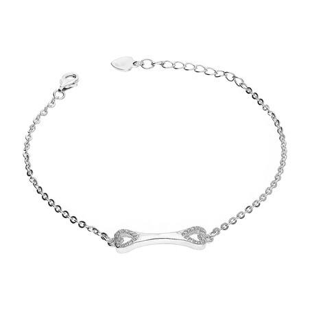 Bransoleta srebrna klamra z wyciętymi sercami/rolo A0996 próba 925