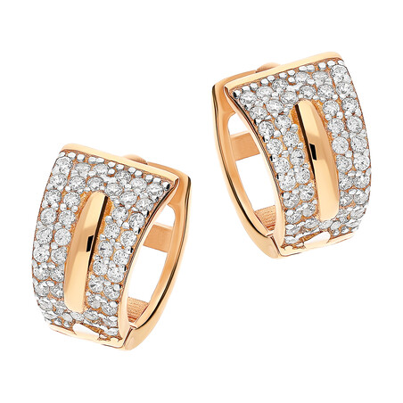 Kolczyki srebrne rose blaszki kółka z cyrkoniami/zatrzask OL OKP625 ROSE próba 925