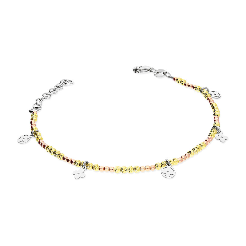 Bransoleta srebrna grawerowane kulki i kwiatki PW NEW 219 próba 925