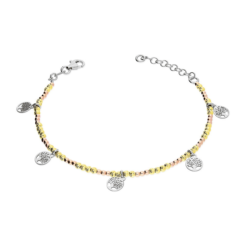 Bransoleta srebrna grawerowane kulki i drzewka w kółku PW NEW 220 próba 925