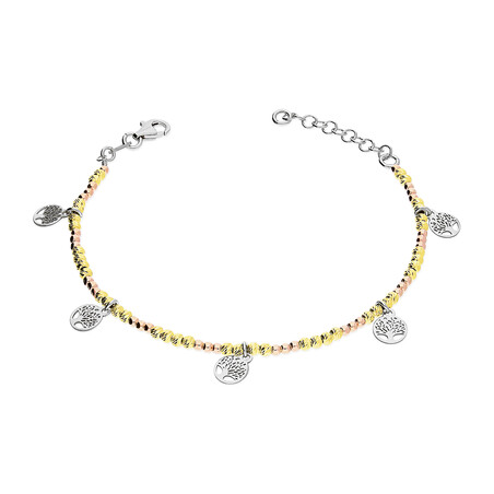 Bransoleta srebrna grawerowane kulki i drzewka w kółku PW NEW 220 próba 925