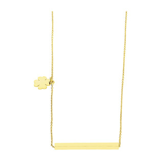 Naszyjnik pozłacany kwadratowa pałka i koniczynka/anker PW NEW 228 GOLD próba 925