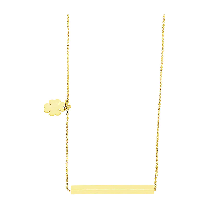 Naszyjnik pozłacany kwadratowa pałka i koniczynka/anker PW NEW 228 GOLD próba 925