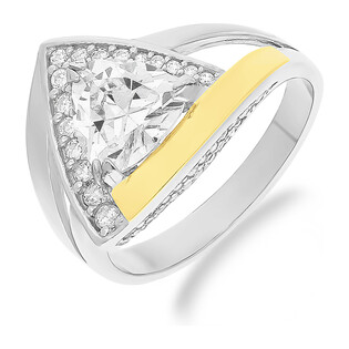 Pierścionek srebrny trójkątna cyrkonia i złota blaszka PX 519_AU375 blaszka gold