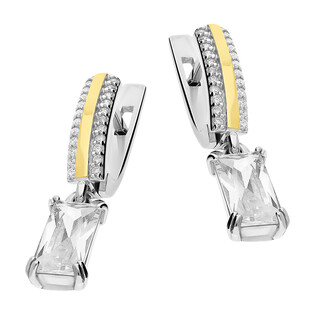 Kolczyki srebrne z prostokątną cyrkonią i złotą blaszką/ang.zap. PX 702_AU375 blaszka gold