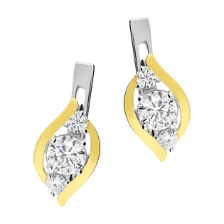 Kolczyki srebrne ze złotą blaszką i cyrkoniami