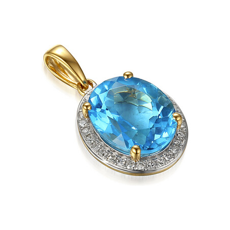 Zawieszka złota z diamentami i topazem numer AW 62898 Y-TO