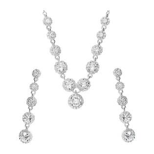 Komplet srebrny naszyjnik i kolczyki markiza z cyrkoniami HS1279 próba 925