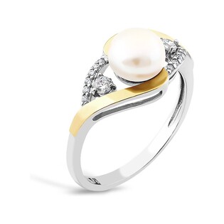Srebrny pierścionek z perłą i cyrkoniami PX 785_AU375