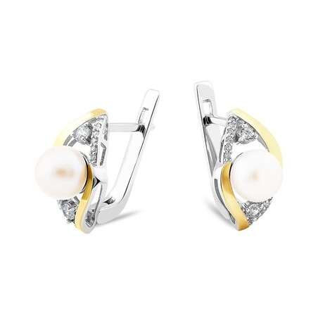 Srebrne kolczyki z perłą i cyrkoniami PX 785_AU375