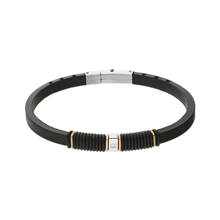 Bransoleta męska blaszka z cyrkonią na kauczuku Steelman  MB A2249