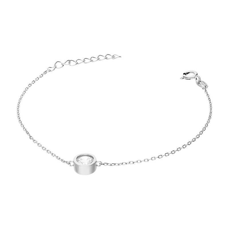Bransoleta srebrna z cyrkonią w okrągłej oprawie/anker PW384 próba 925