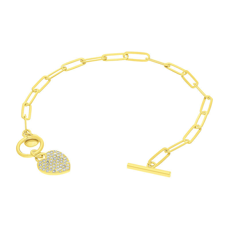 Bransoleta pozłacana CHARMING serce z cyrkoniami/anker long  PW NEW 203 GOLD próba 925