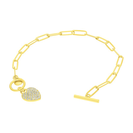 Bransoleta pozłacana CHARMING serce z cyrkoniami/anker long  PW348 GOLD próba 925