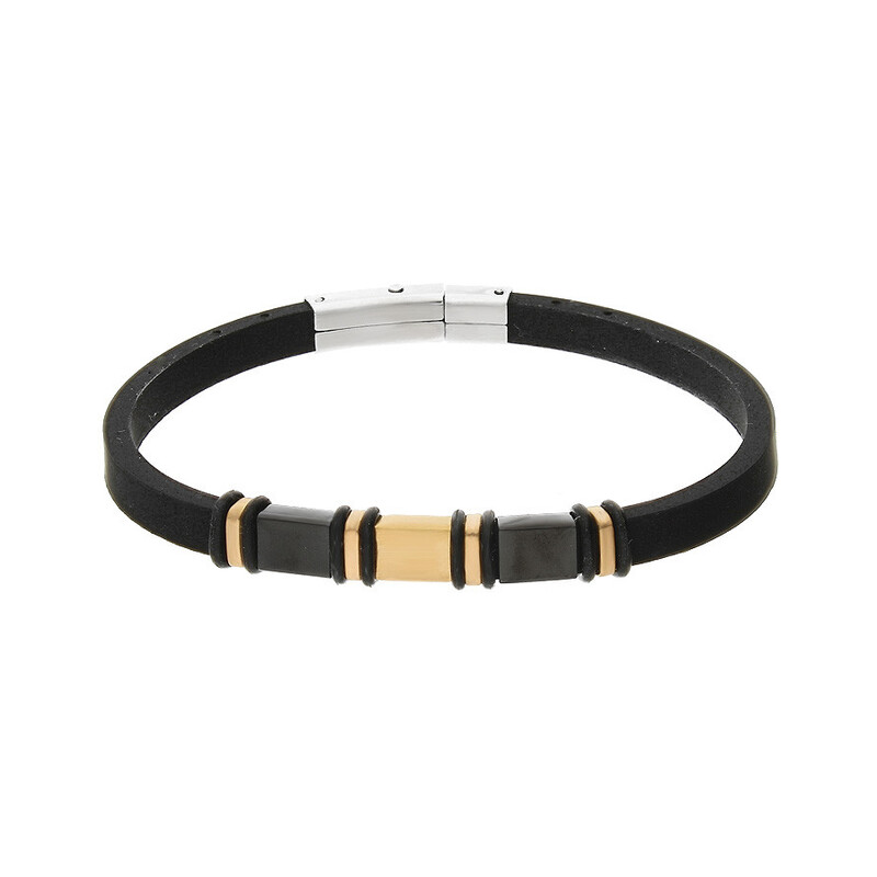 Bransoleta męska czarne i żółte kostki na kauczuku Steelman BR4037