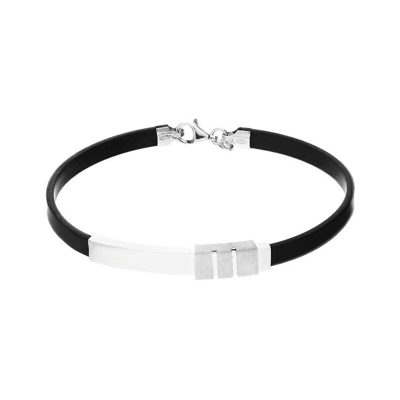 Bransoleta męska ze srebra z blaszką i satyną nr. PW272-1 próba 925