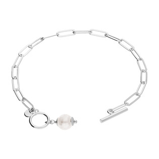Bransoleta srebrna CHARMING z białą perłą jubilerską PW NEW 149 ROD próba 925
