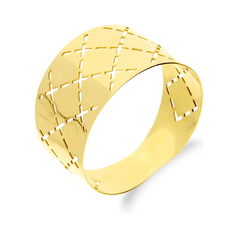 Pierścionek złoty blaszka w formie szachownicy AR VXLKR0643 próba 375