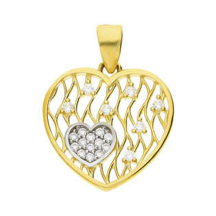 Serduszko złote do zawieszenia z cyrkoniami AR X9-VX8ZP200226-YW próba 375