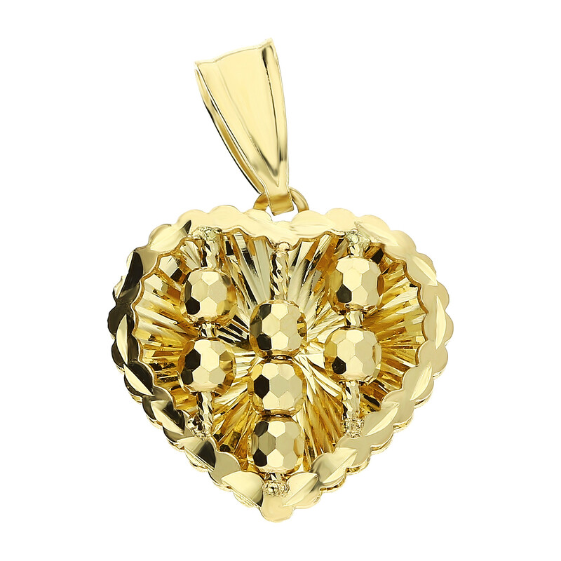 Serduszko złote grawerowane z kulkami AR XXDCLKP2147 próba 585