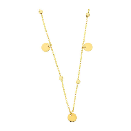 Naszyjnik złoty krążki i grawerowane kulki