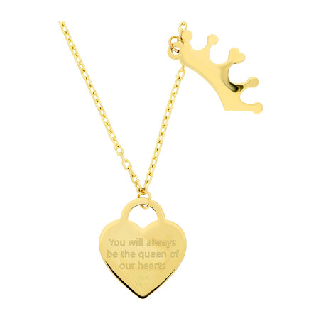Naszyjnik złoty serce z napisem i korona/rolo AR VX5FOR6N6951-LS próba 585