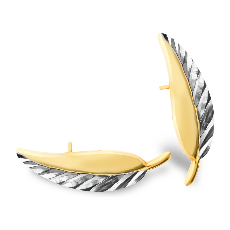 Kolczyki złote listek w dwóch kolorach/sztyft AR X3E213204-YW-DC-II próba 375