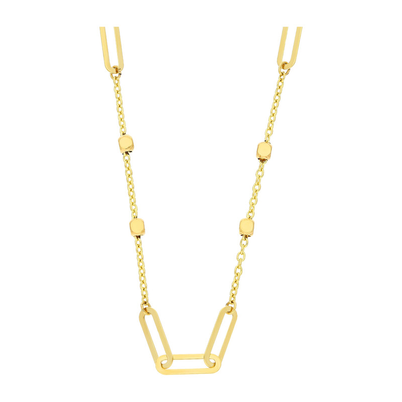 Naszyjnik złoty owalne ramki i bryłki/rolo AR X3FOR7N5444-DC próba 585